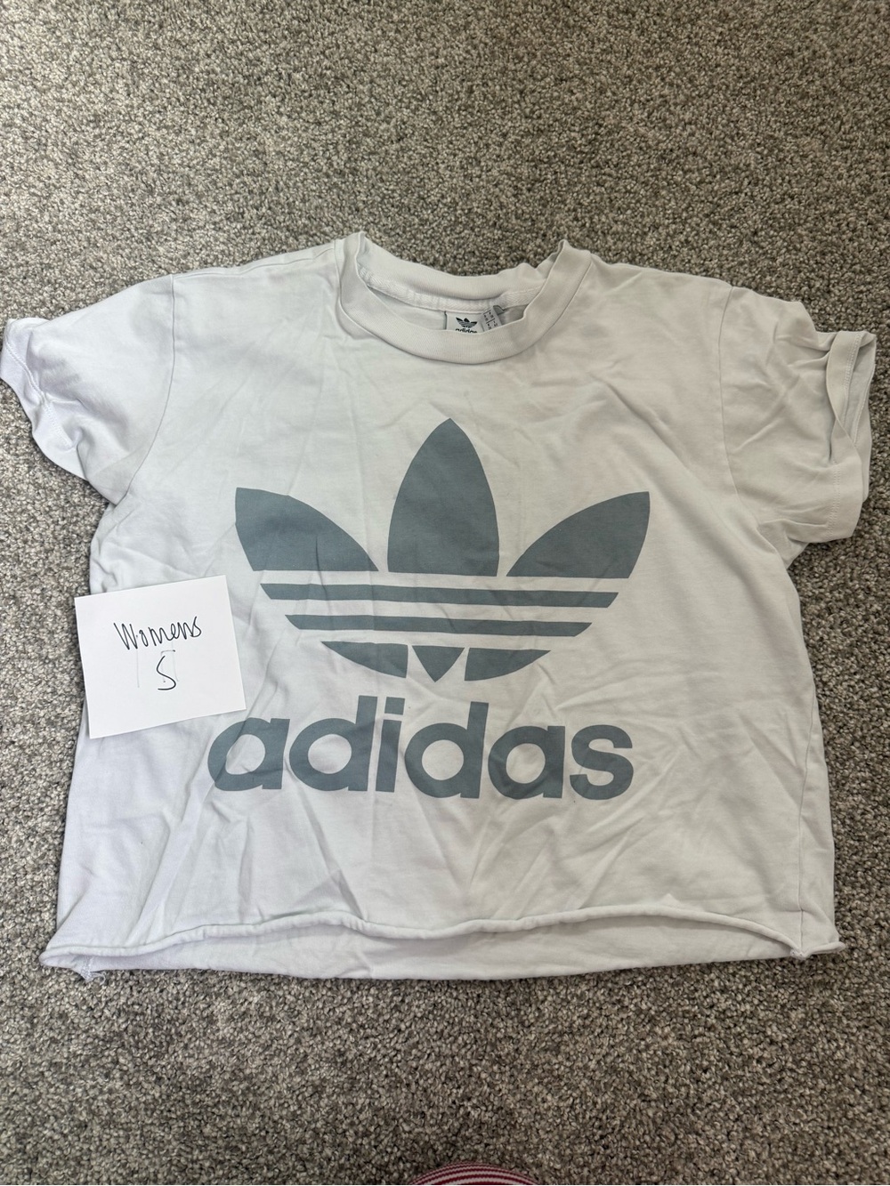 adidas Light Gray Trefoil Logo Short Sleeve Tee